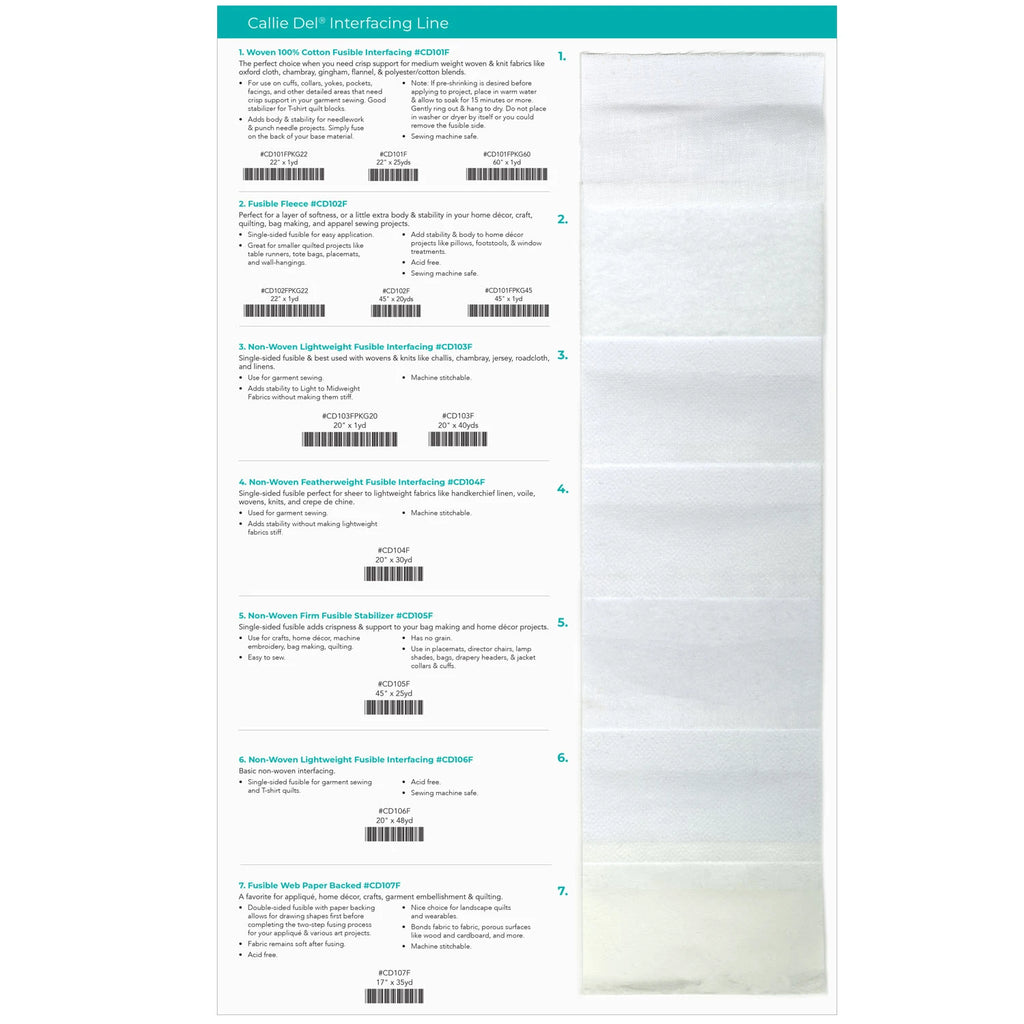 Callie Del® Tri-Fold Swatch Card
