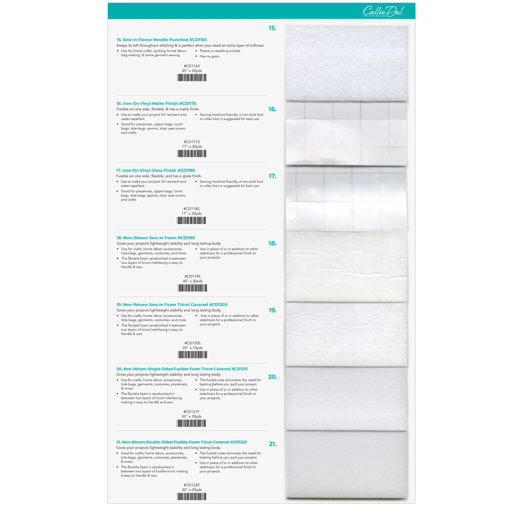 Callie Del® Tri-Fold Swatch Card
