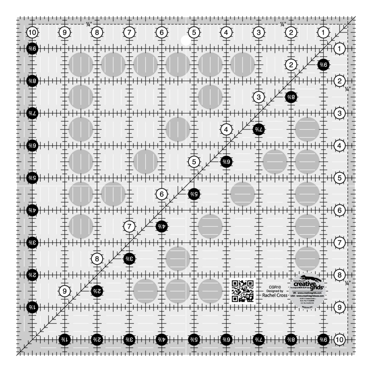 Creative Grids® Quilt Ruler 10-1/2in x 10-1/2in Square