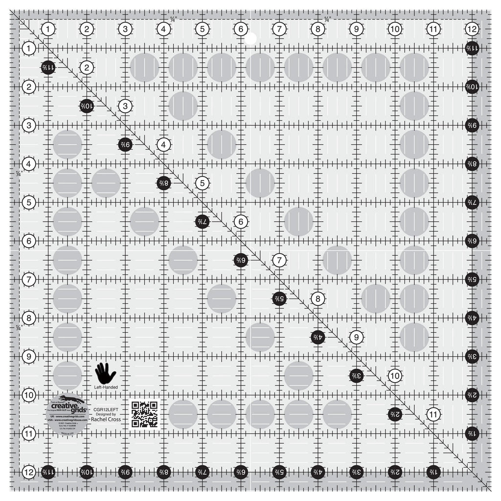 Creative Grids® Quilt Ruler Left Handed 12-1/2in x 12-1/2in Square