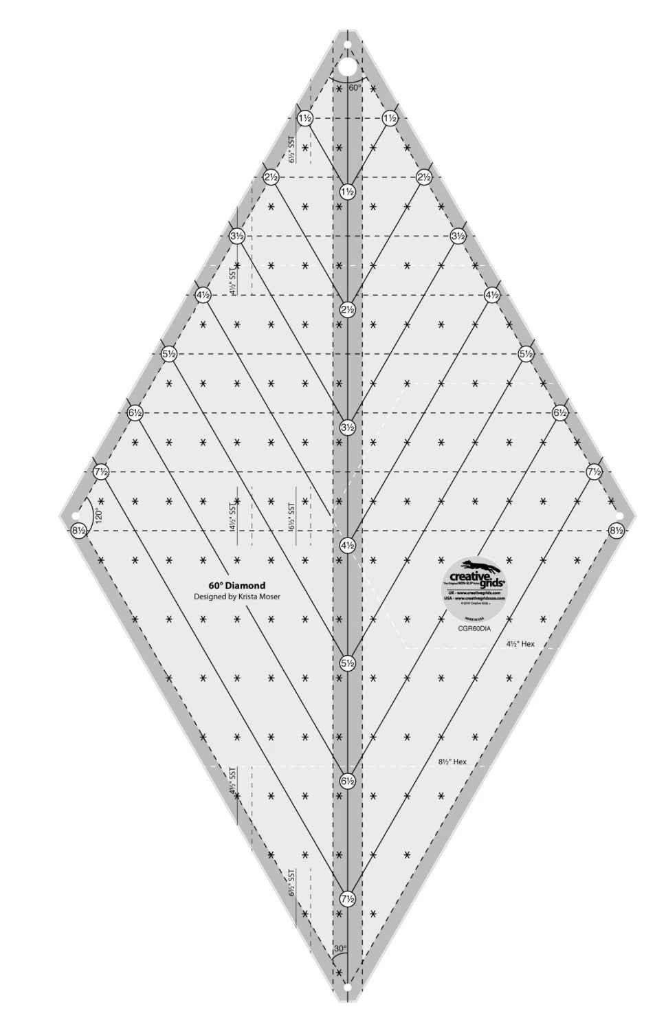 Creative Grids® Quilt Ruler 60 Degree Diamond