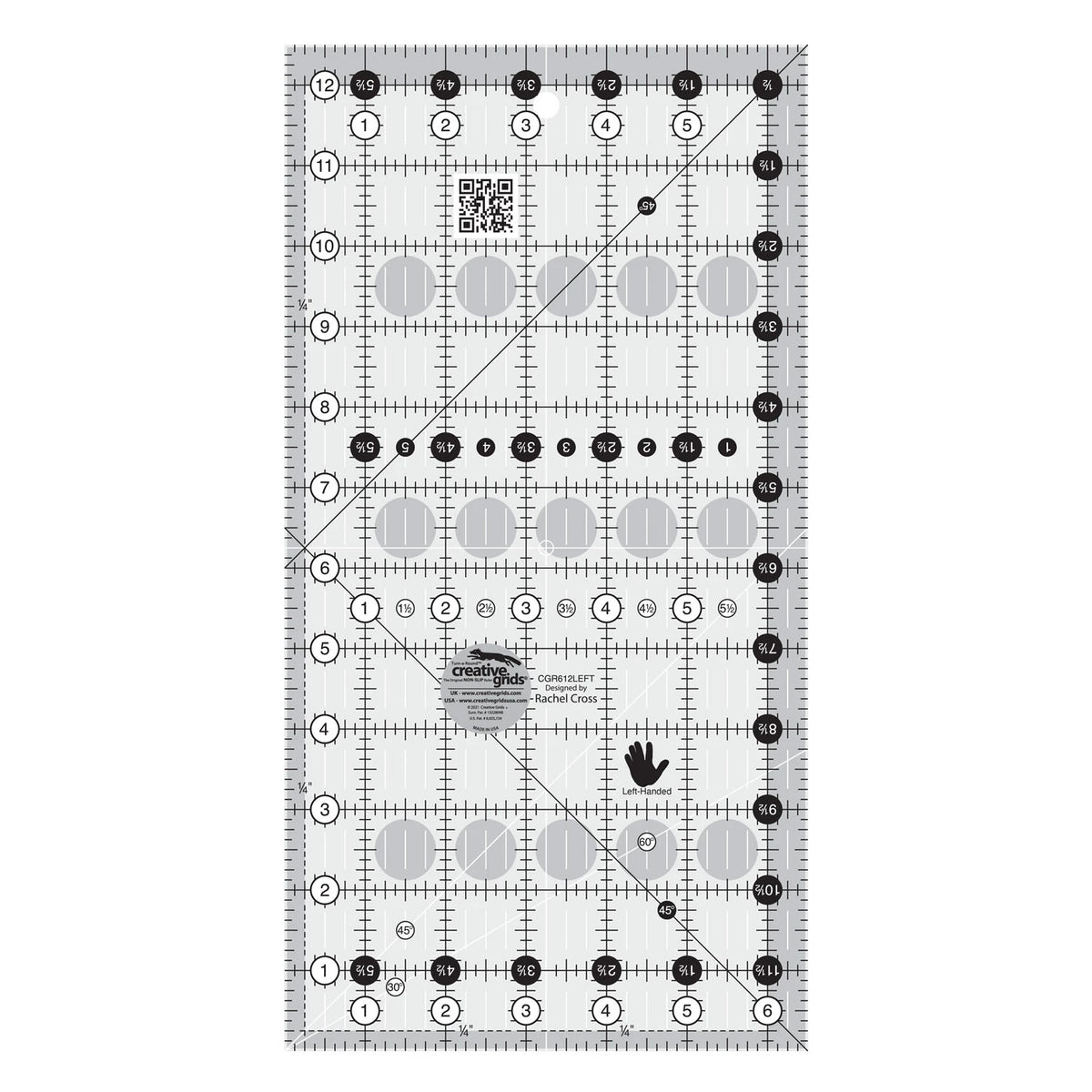 Creative Grids® Left Handed Quilt Ruler 6-1/2in x 12-1/2in Rectangle