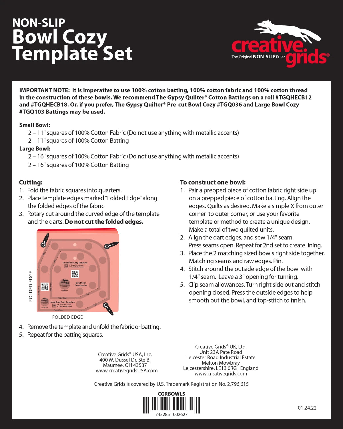 Creative Grids® Bowl Cozy Template Set
