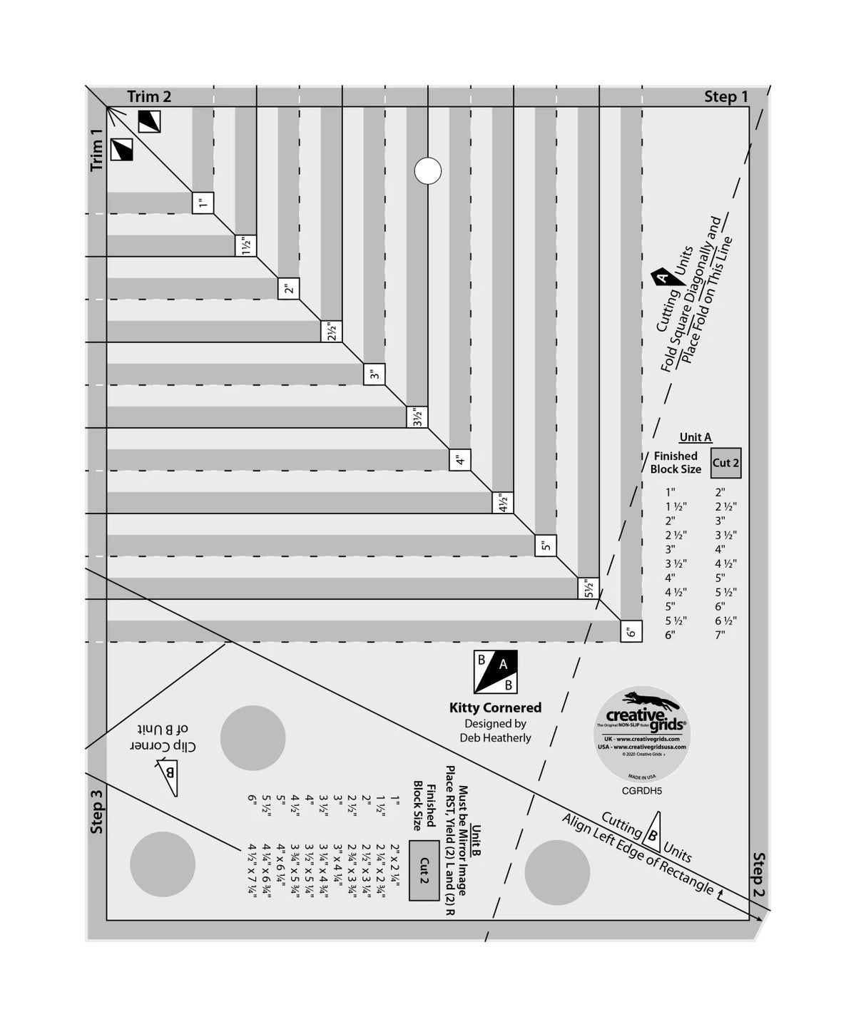 Creative Grids® Quilt Ruler Kitty Cornered