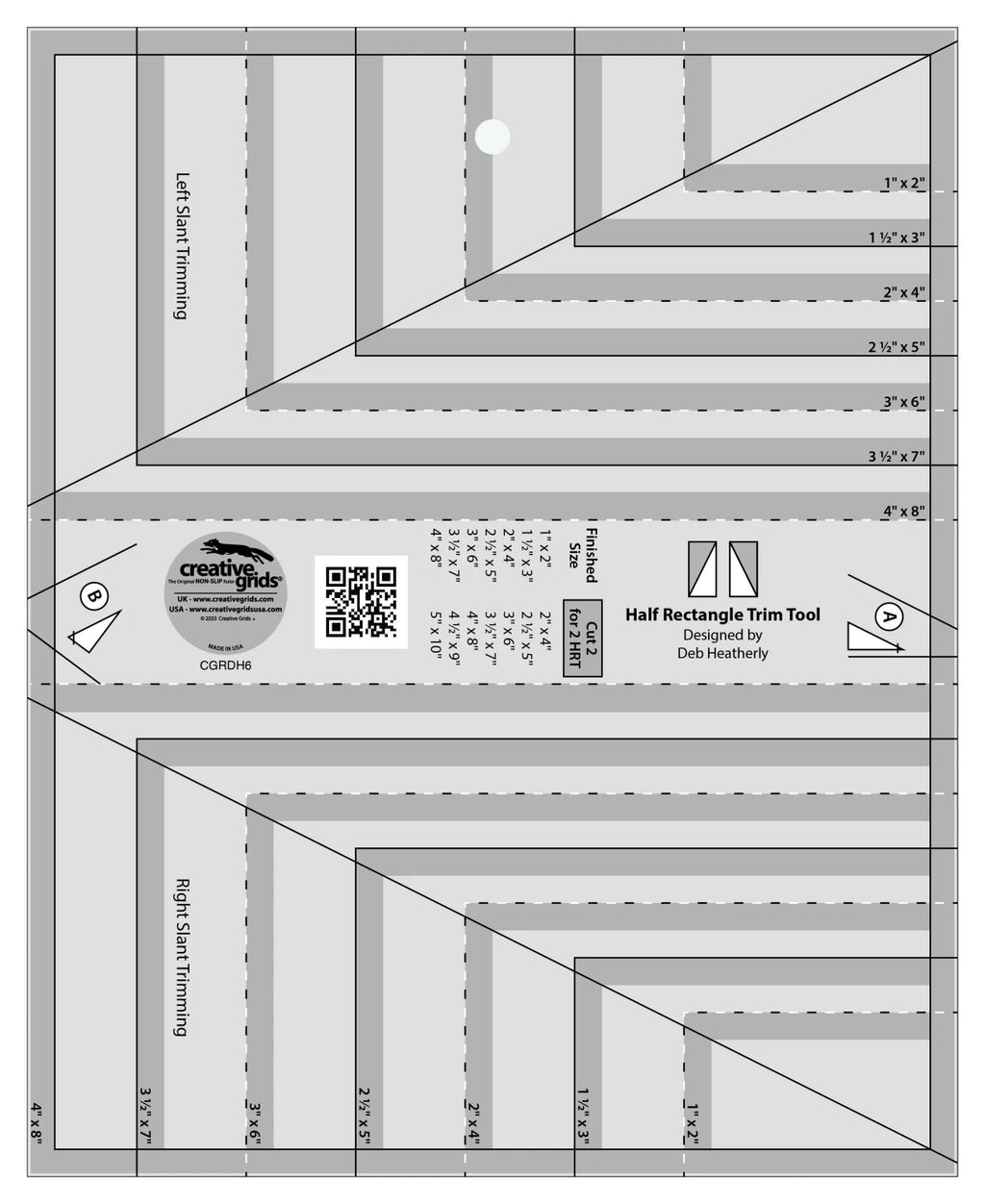 Creative Grids® Quilt Ruler Half Rectangle Trim Tool