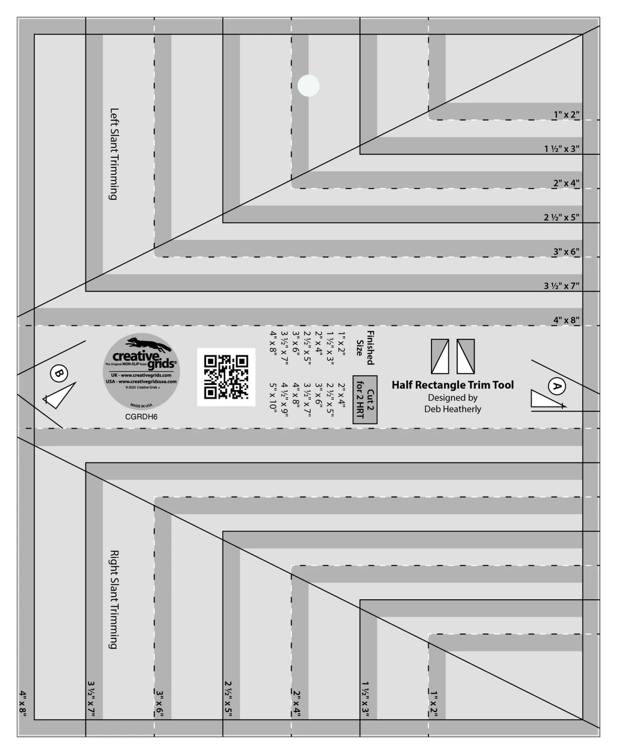 Creative Grids® Quilt Ruler Half Rectangle Trim Tool