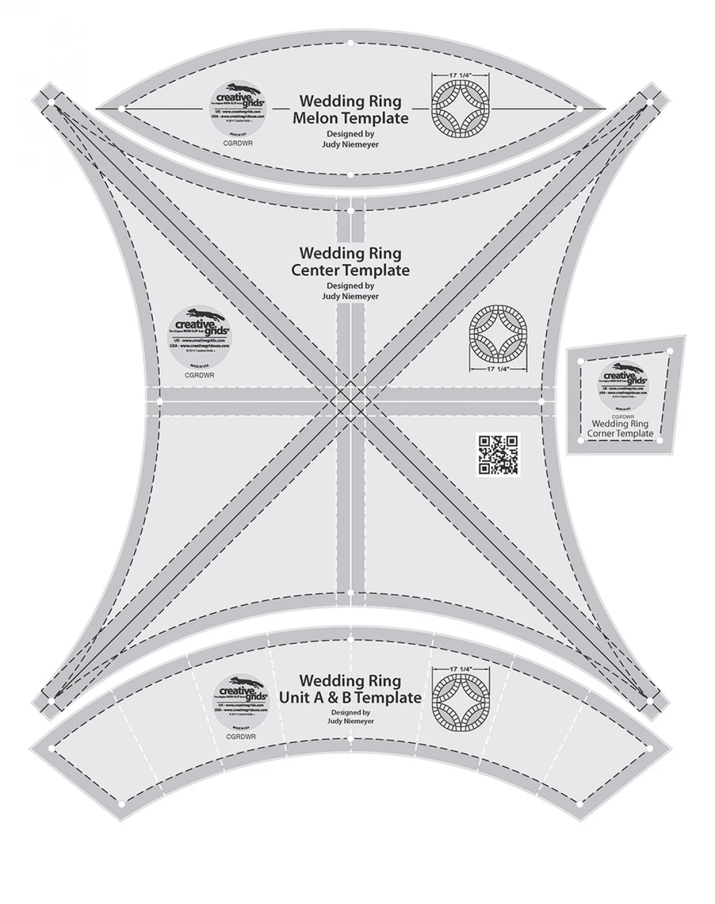 Creative Grids® Quilt Ruler Double Wedding Ring Template Set