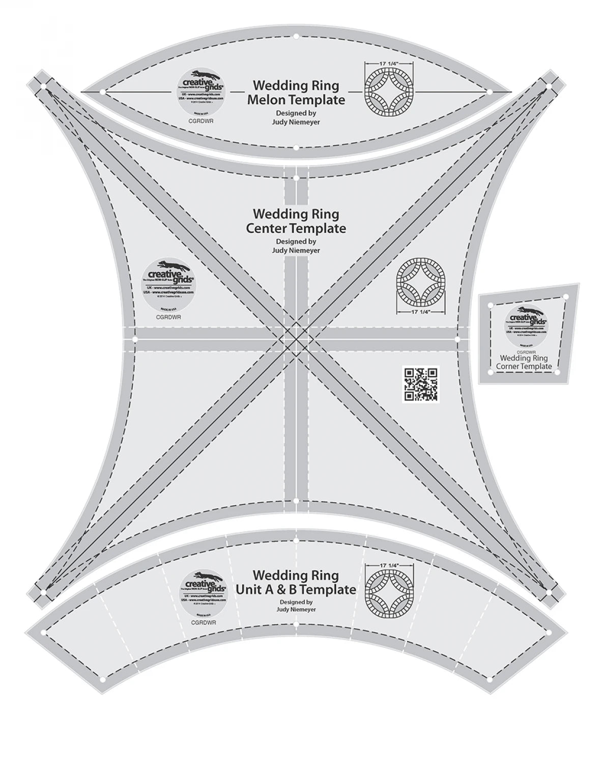 Creative Grids® Quilt Ruler Double Wedding Ring Template Set
