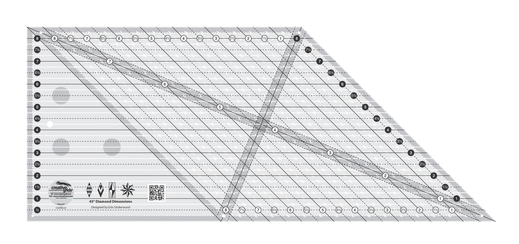 Creative Grids® Quilt Ruler 45 Degree Diamond Dimensions