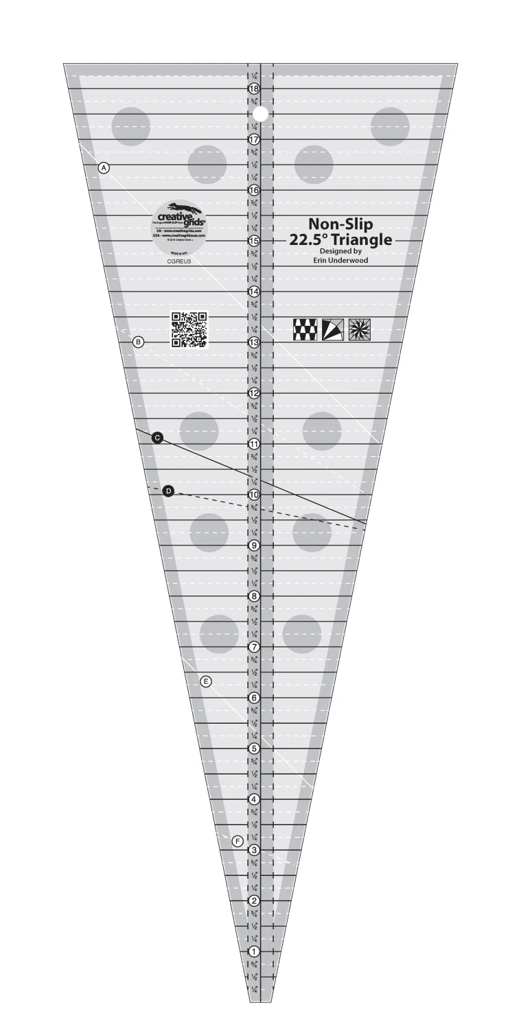 Creative Grids® Quilt Ruler 22.5 Degree Triangle
