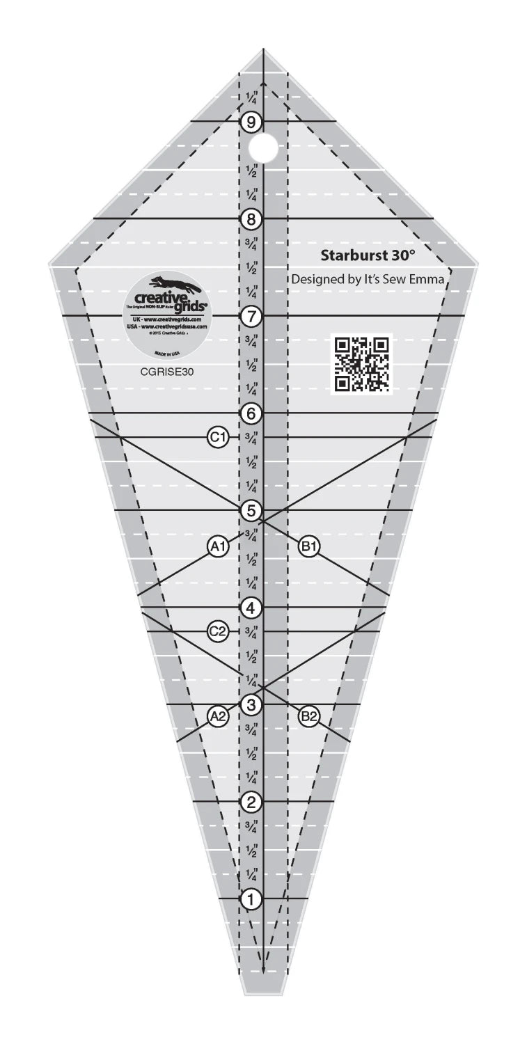 Creative Grids® Quilt Ruler Starburst 30 Degree Triangle 9-1/2in