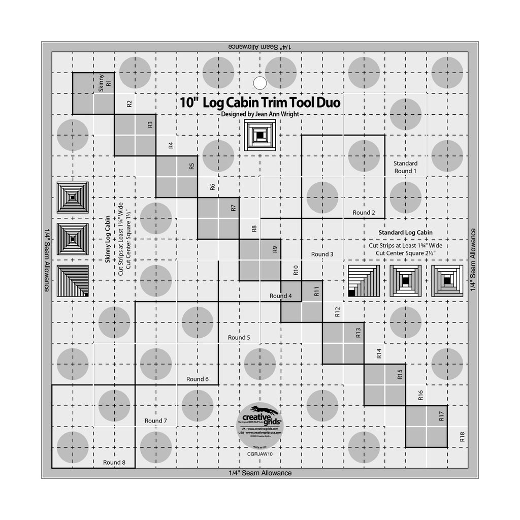 Creative Grids® Quilt Ruler 10in Log Cabin Trim Tool Duo