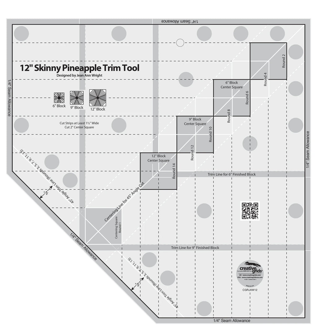 Creative Grids® Quilt Ruler 12in Skinny Pineapple Trim Tool