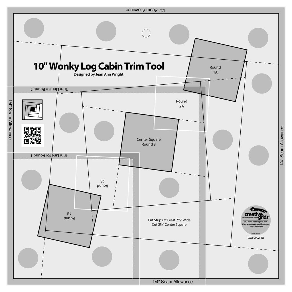 Creative Grids® Quilt Ruler 10in Wonky Log Cabin Trim Tool