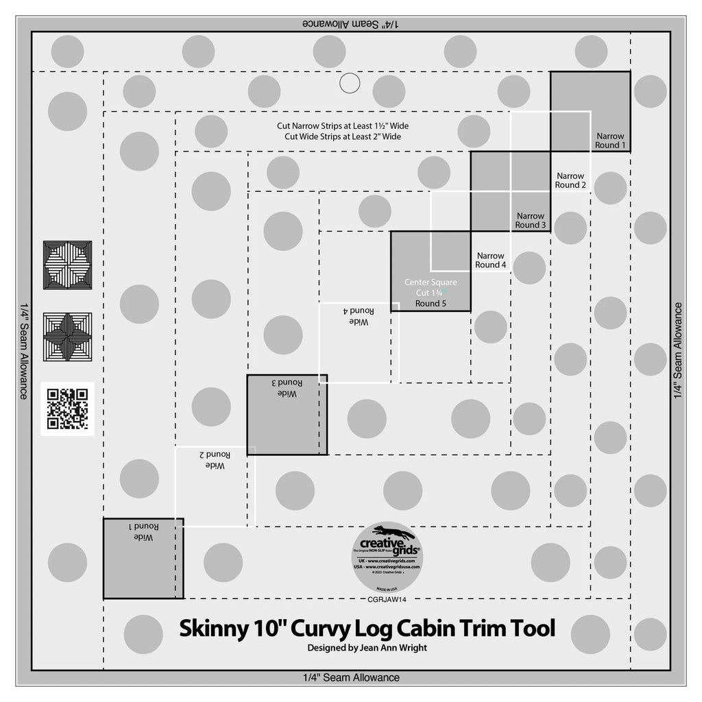 Creative Grids® Quilt Ruler Skinny 10in Curvy Log Cabin Trim Tool