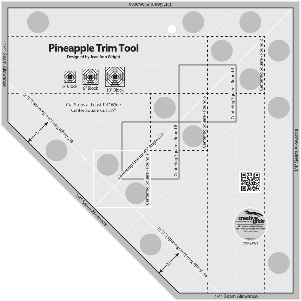 Creative Grids® Quilt Ruler Pineapple Trim Tool for 6, 8 or 10in Finished Blocks