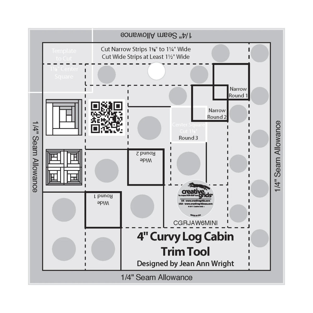 Creative Grids® Quilt Ruler 4in Curvy Log Cabin Trim Tool