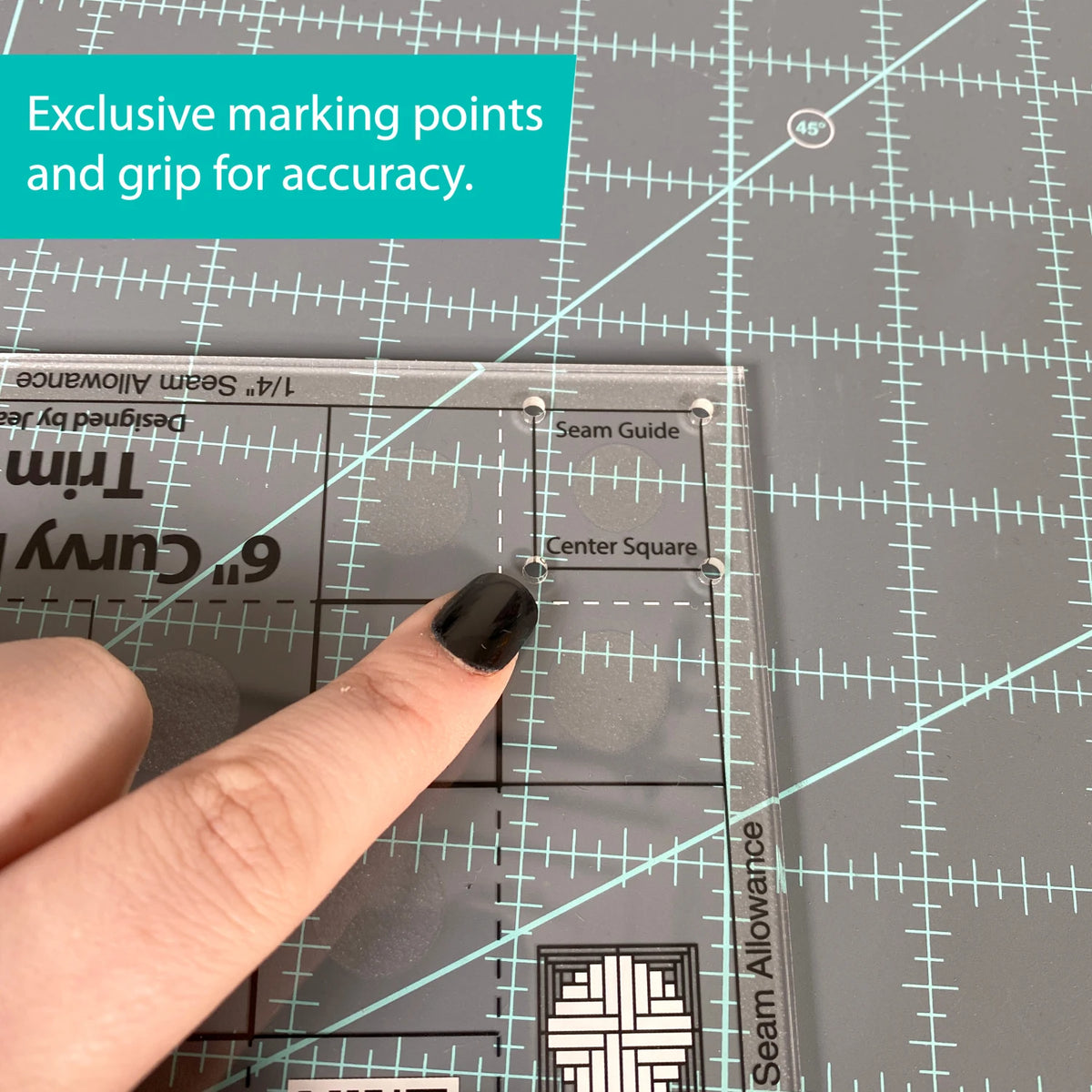 Creative Grids® Quilt Ruler Curvy Log Cabin Trim Tool 6in Finished Blocks