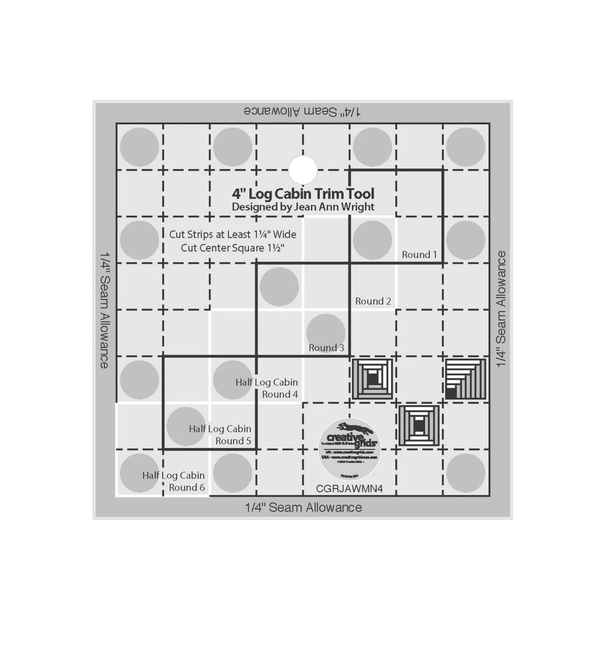Creative Grids® Quilt Ruler 4in Log Cabin Trim Tool
