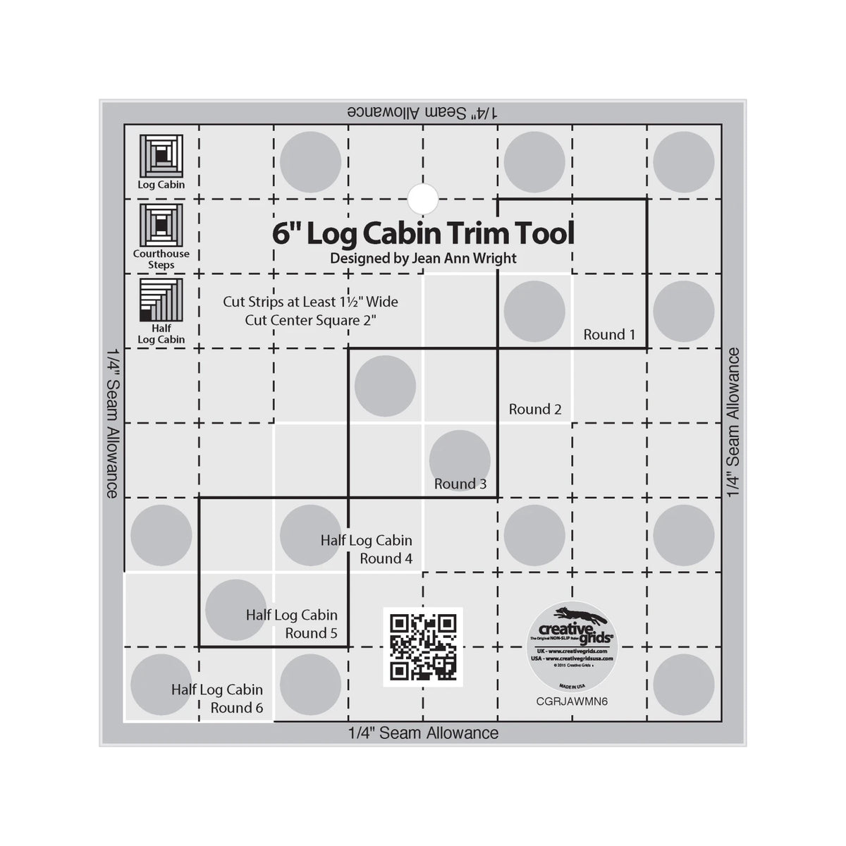 Creative Grids® Quilt Ruler 6in Log Cabin Trim Tool