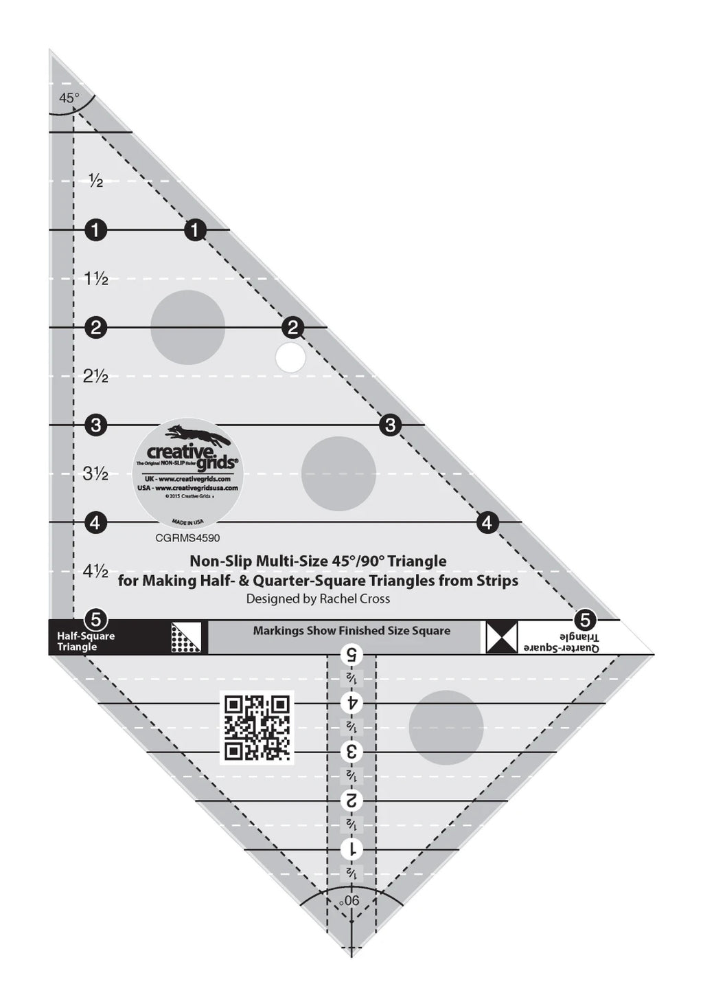 Creative Grids® Quilt Ruler Multi Size Triangle 45 and 90 Degrees