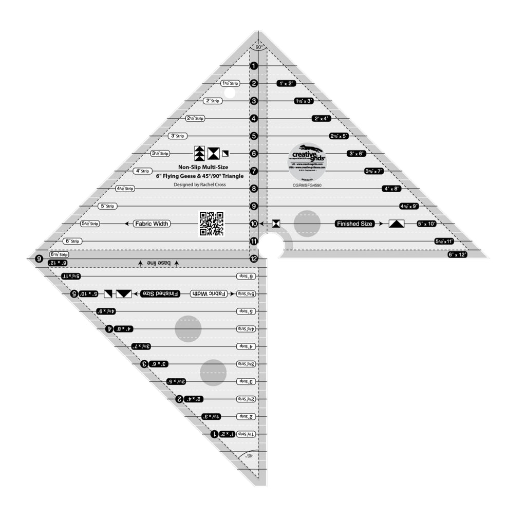 Creative Grids® Quilt Ruler 6in Flying Geese & 45/90 Degree Triangle