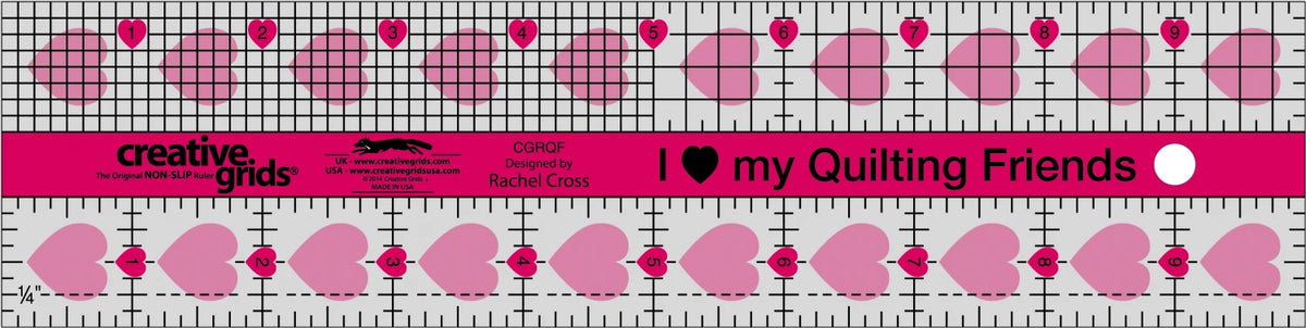 Creative Grids® I Love My Quilt Friends Quilt Ruler 2-1/2in x 10in Rectangle
