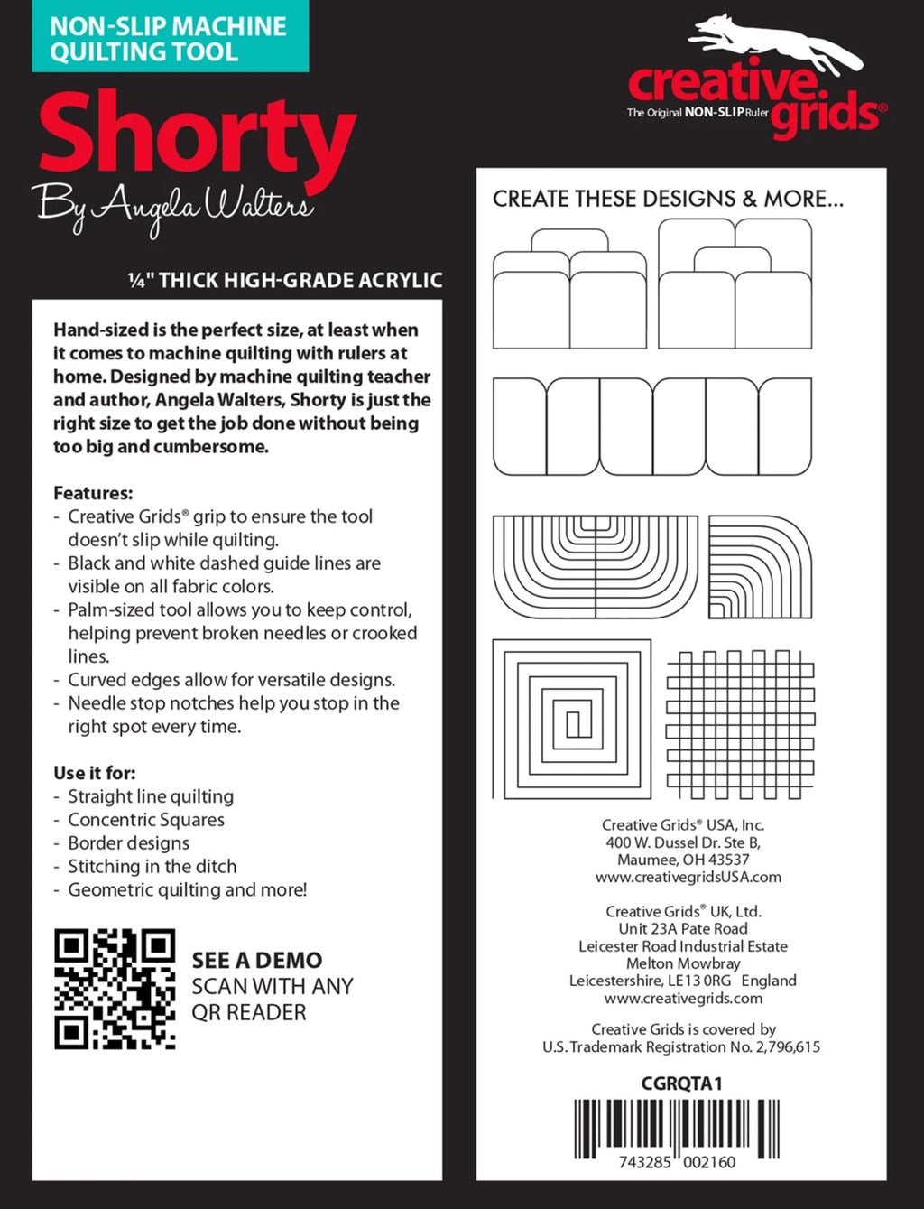 Creative Grids® Machine Quilting Tool Shorty