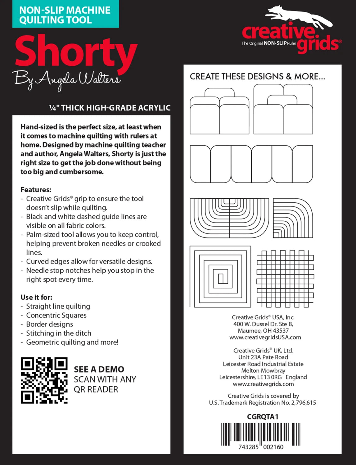 Creative Grids® Machine Quilting Tool Shorty