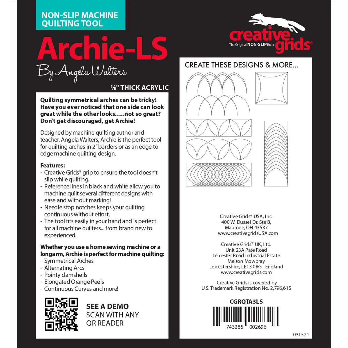 Creative Grids® Low Shank Machine Quilting Tool Archie
