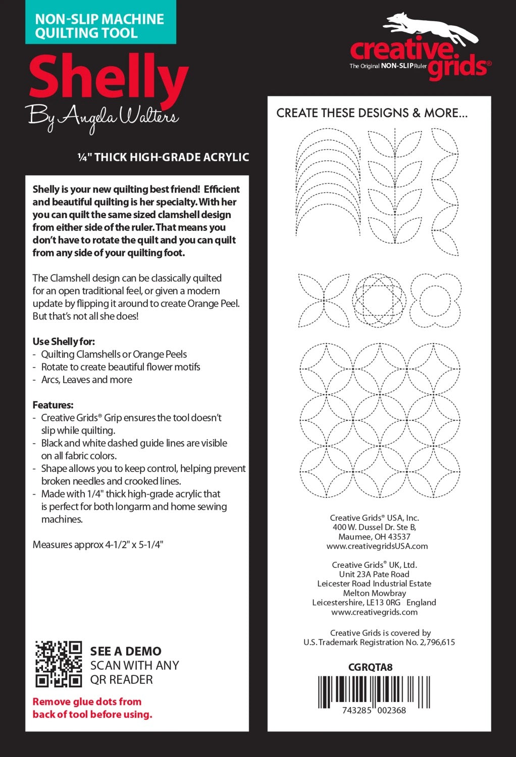 Creative Grids® Machine Quilting Tool Shelly