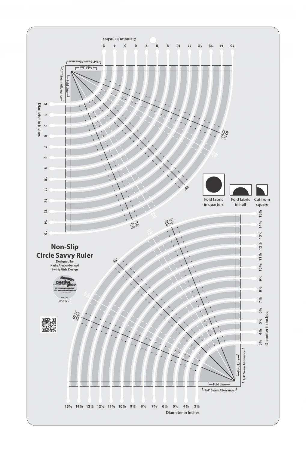 Creative Grids® Quilt Ruler Circle Savvy 11-3/4in x 18-1/2in