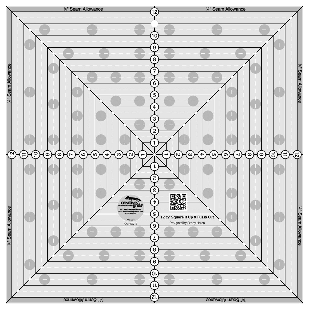Creative Grids® Quilt Ruler 12-1/2in Square It Up or Fussy Cut Square