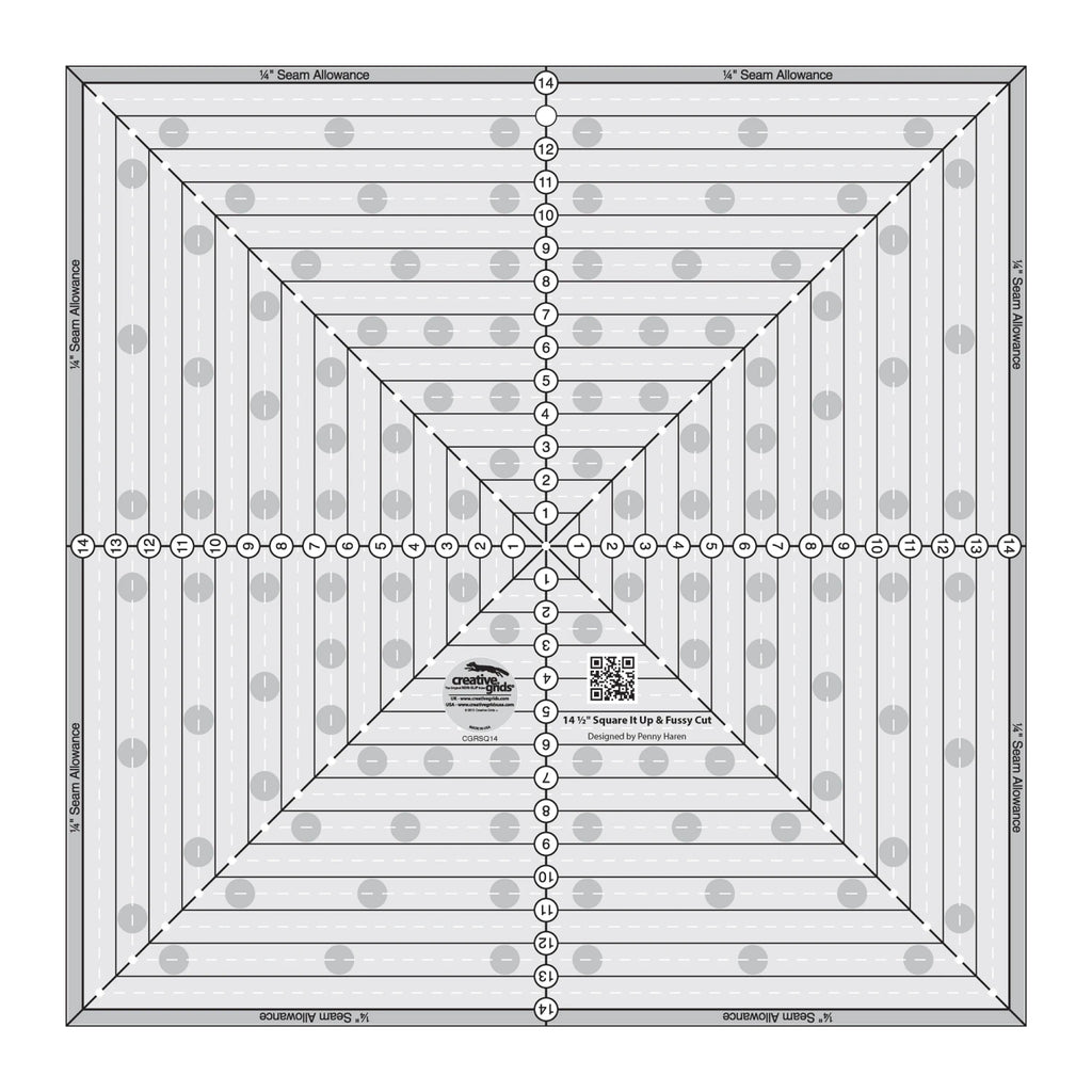 Creative Grids® Quilt Ruler 14-1/2in Square It Up or Fussy Cut Square