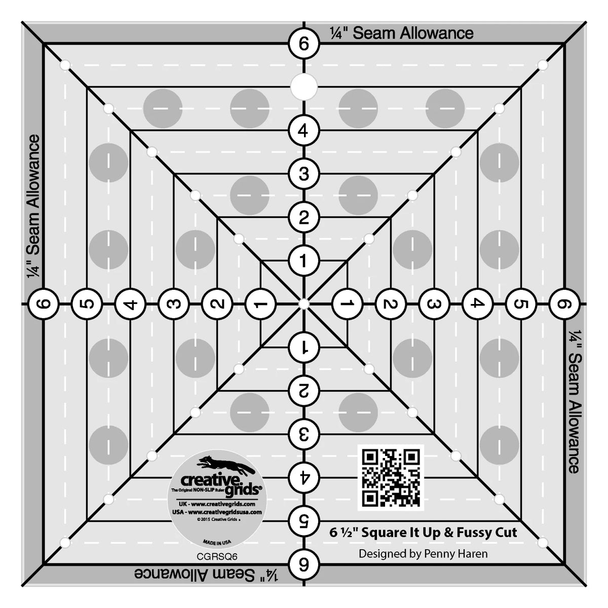 Creative Grids® Quilt Ruler 6-1/2in Square It Up or Fussy Cut Square
