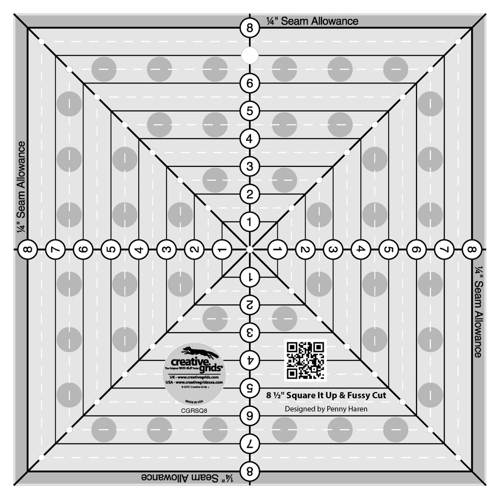 Creative Grids® Quilt Ruler 8-1/2in Square It Up or Fussy Cut Square