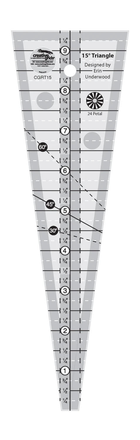 Creative Grids® Quilt Ruler 15 Degree Triangle
