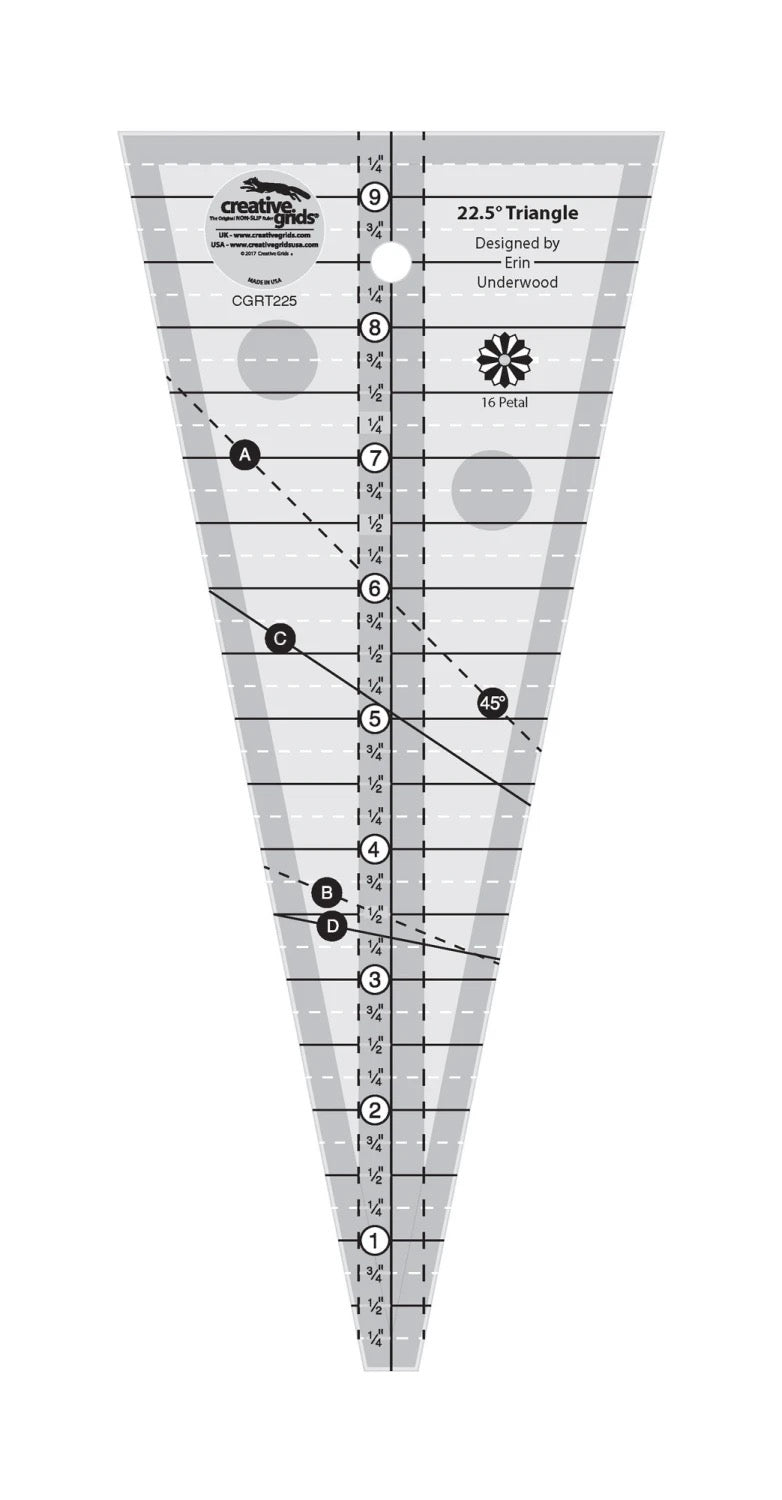 Creative Grids® Quilt Ruler 22-1/2 Degree Triangle