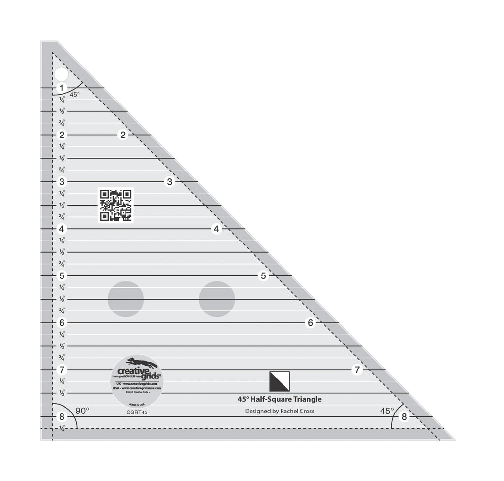 Creative Grids® Quilt Ruler 45 Degree Half-Square 8-1/2in Triangle