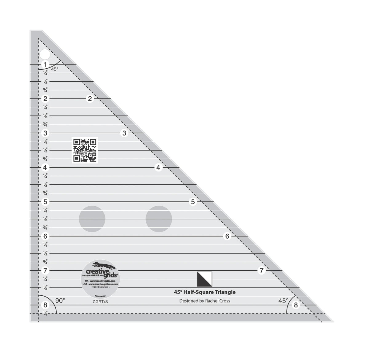 Creative Grids® Quilt Ruler 45 Degree Half-Square 8-1/2in Triangle