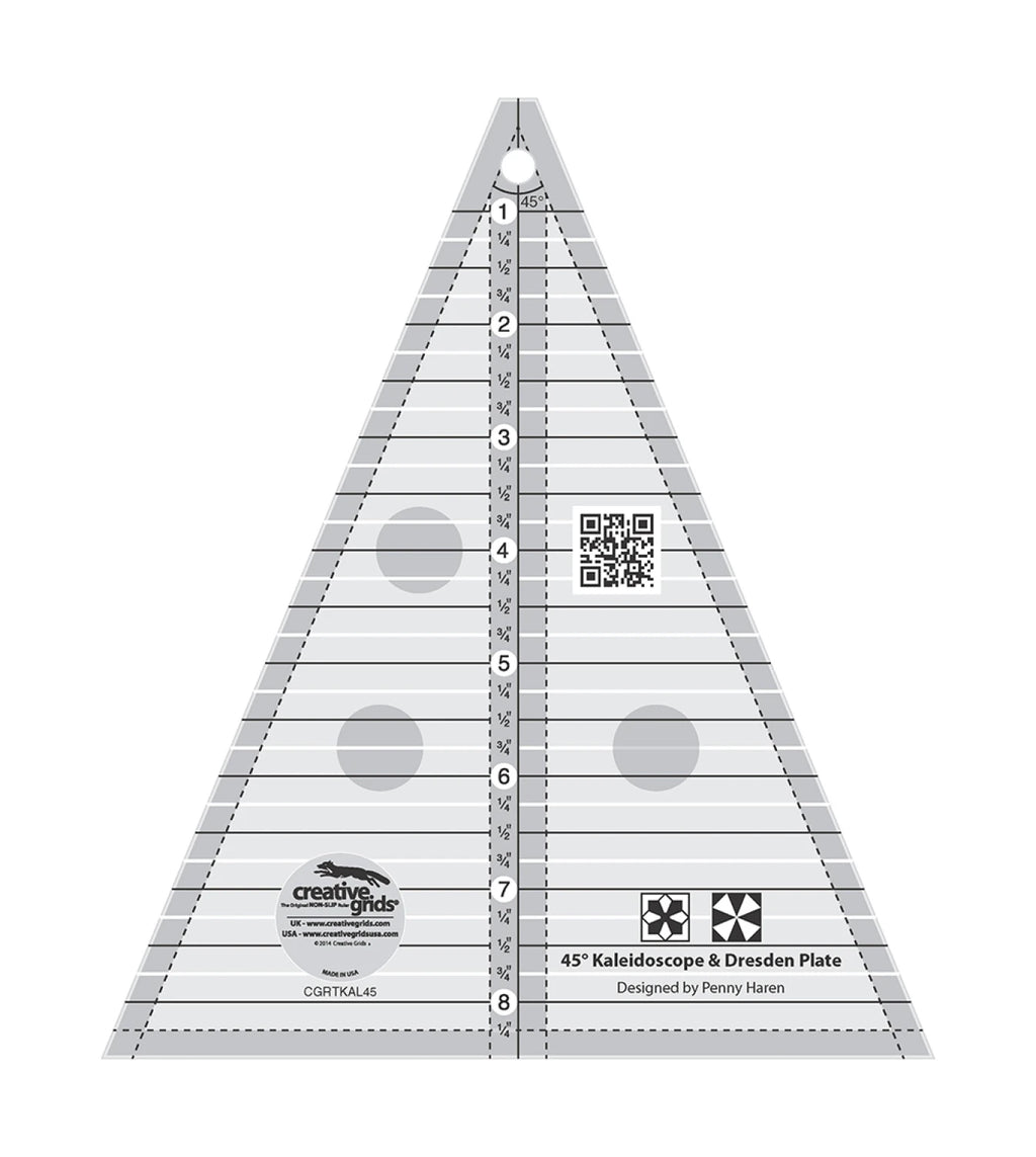Creative Grids® Quilt Ruler 45 Degree Kaleidoscope &amp; Dresden Plate