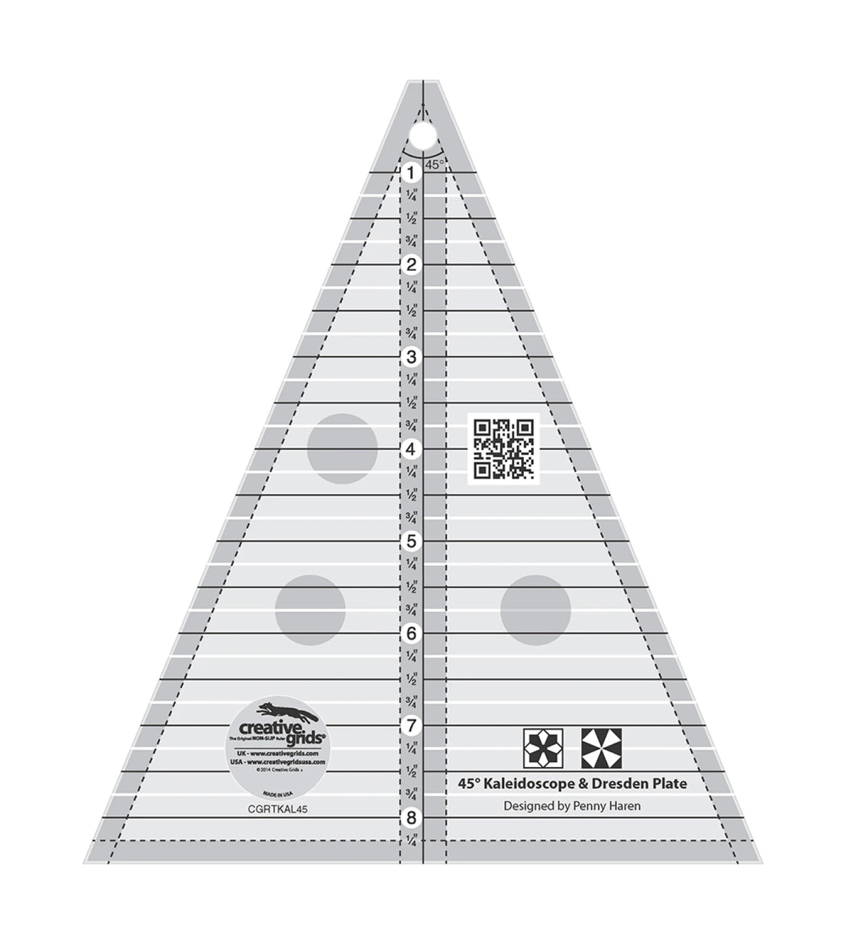 Creative Grids® Quilt Ruler 45 Degree Kaleidoscope &amp; Dresden Plate