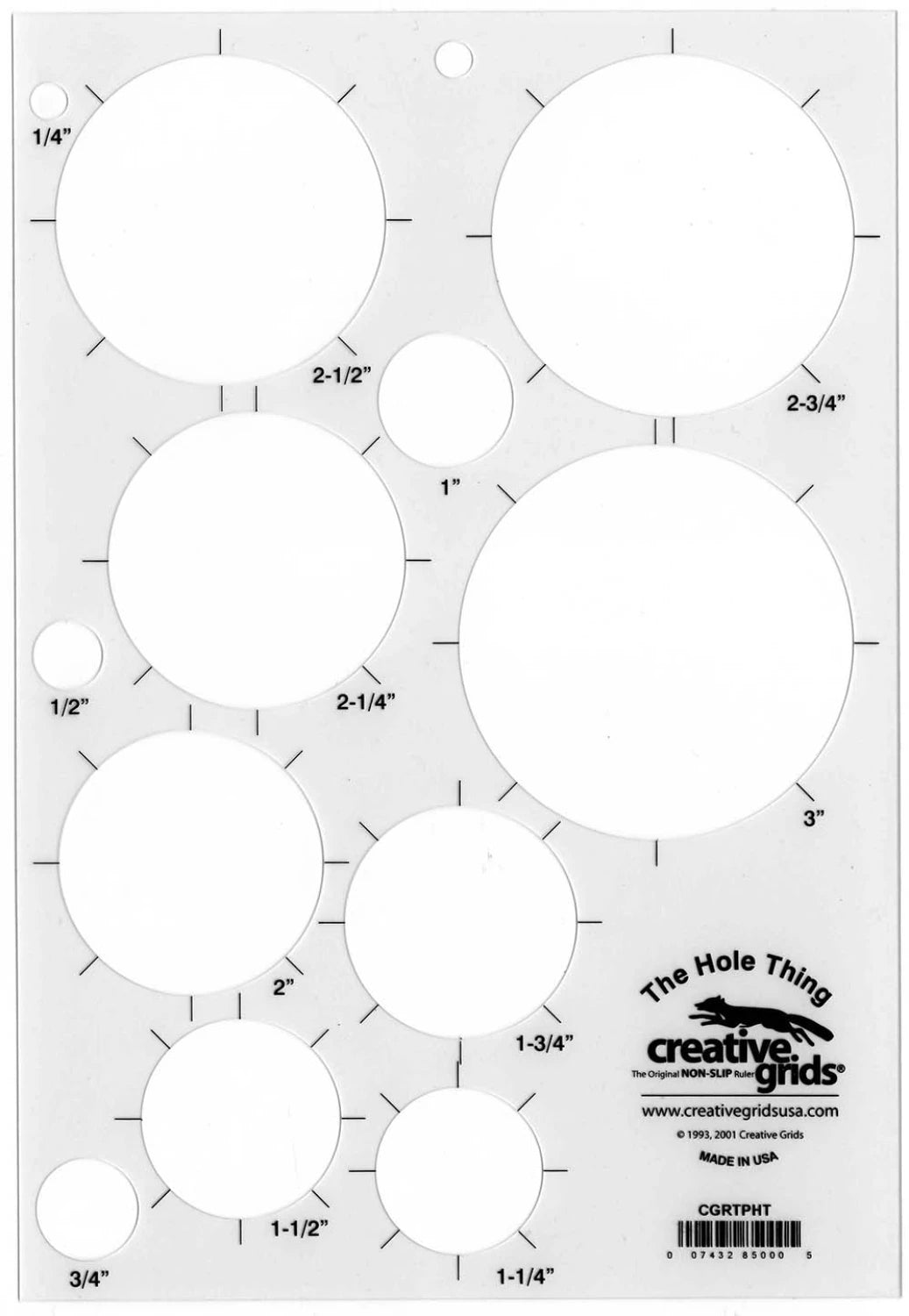 Creative Grids® Quilt Ruler The Hole Thing Template Plastic, 6pk