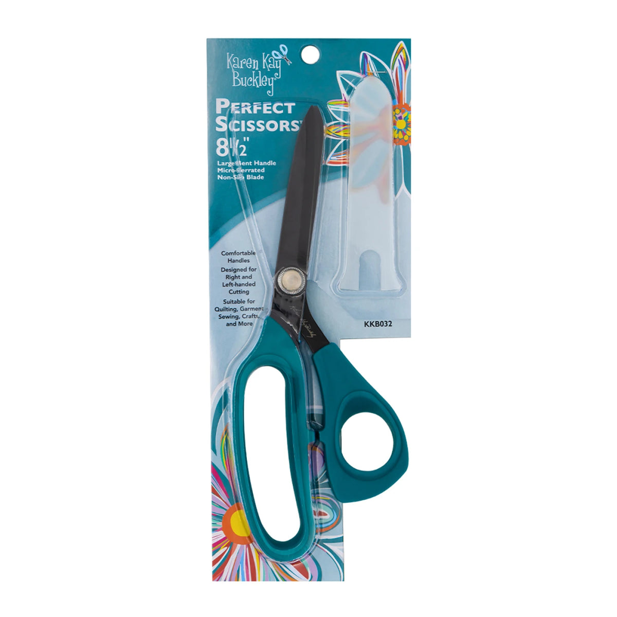 Perfect Scissors™ Dark Teal 8-1/2in Bent Handle Micro-Serrated Non-Slip Blade
