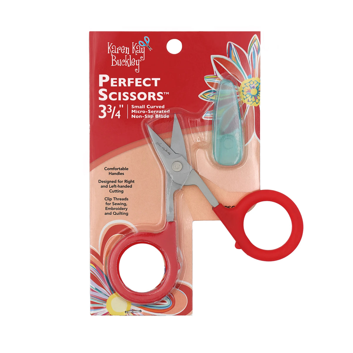 Perfect Scissors™ Red 3-3/4in Small curved Micro-Serrated Non-slip Blade