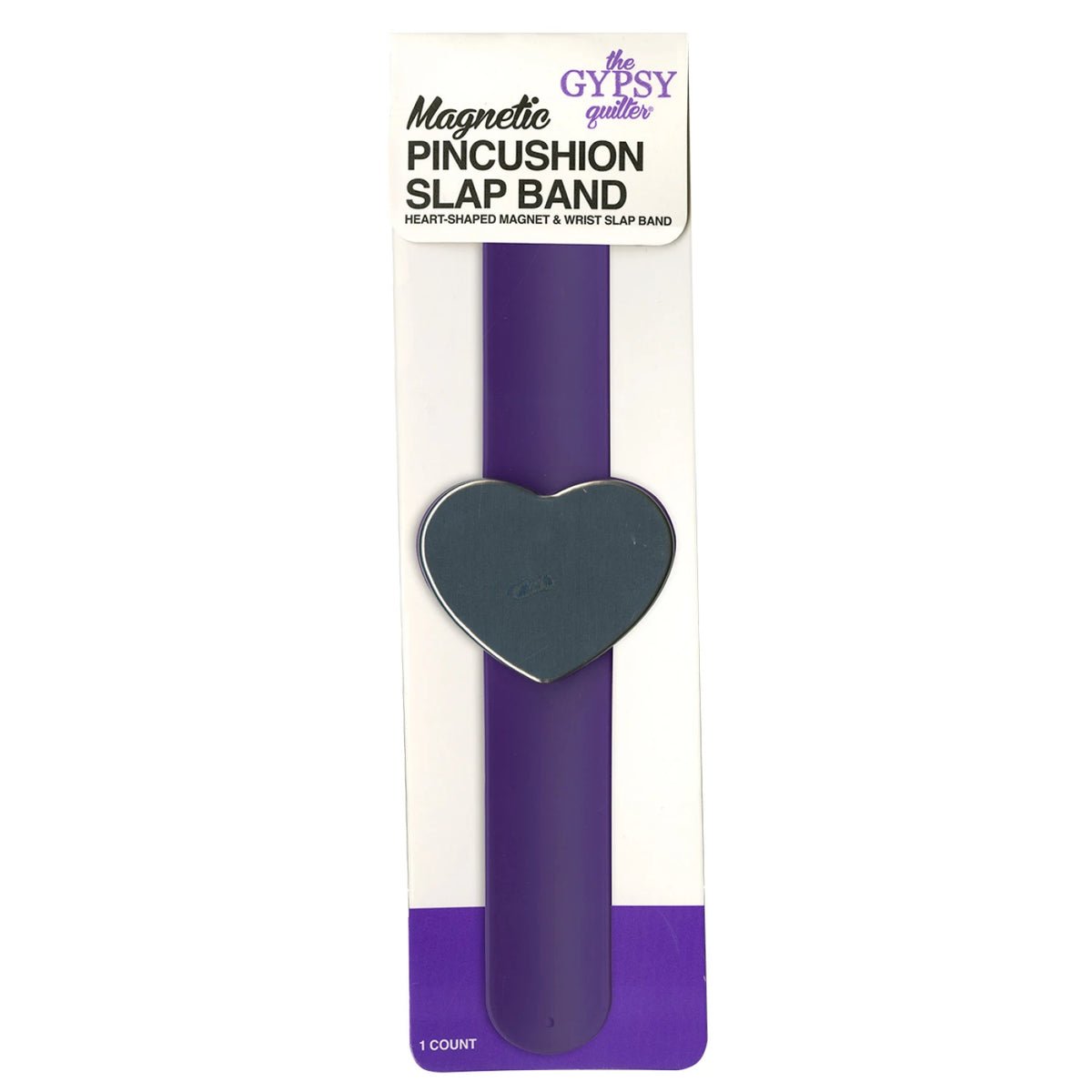 The Gypsy Quilter® Magnetic Pincushion with Slap Band Bracelet Heart Shape