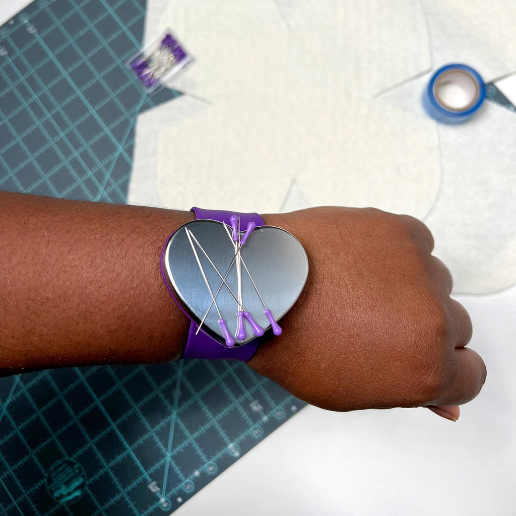The Gypsy Quilter® Magnetic Pincushion with Slap Band Bracelet Heart Shape