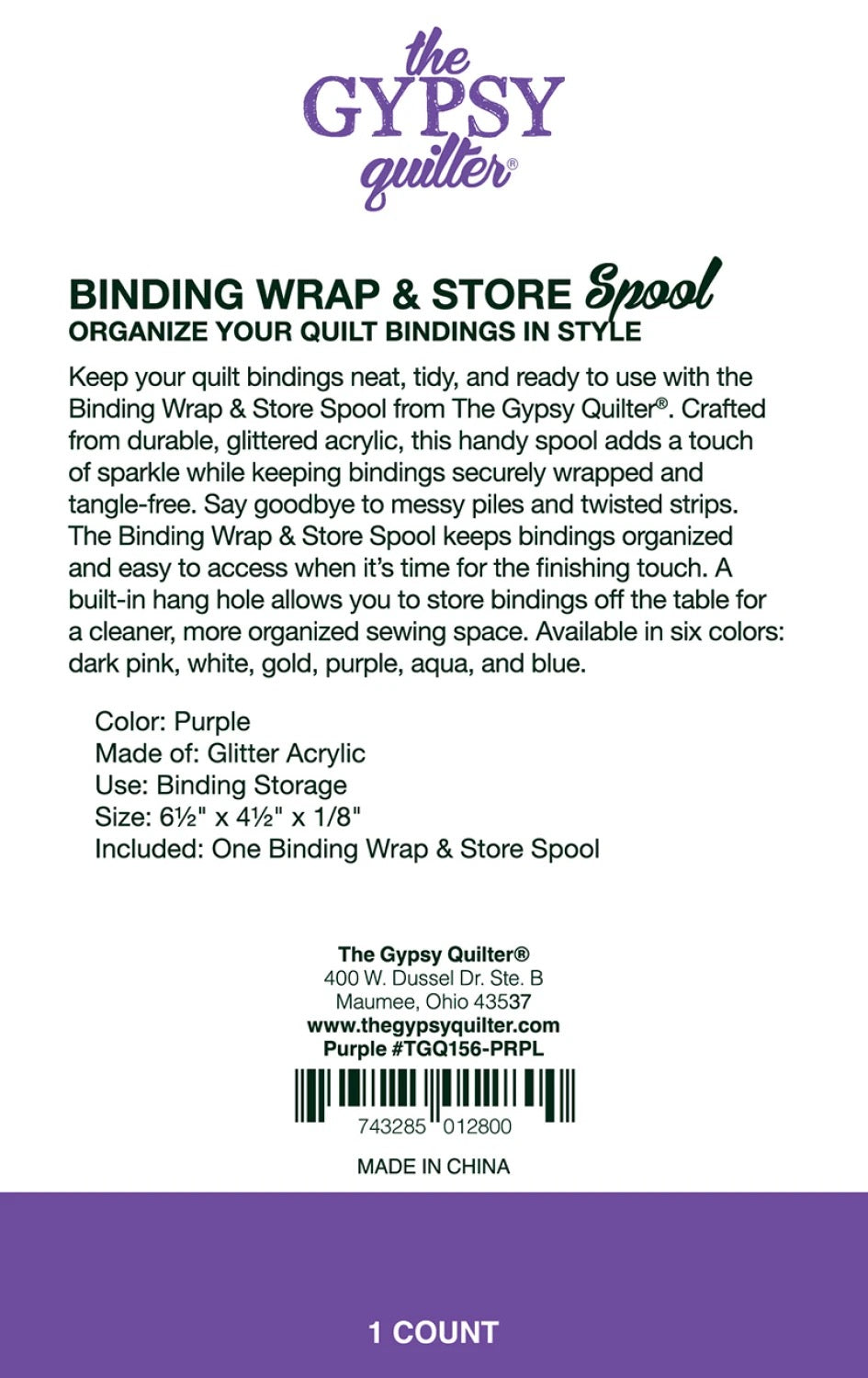 Binding Wrap and Store Spool Purple